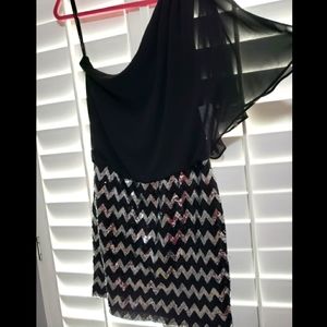 BISOU BISOU One Shoulder Sequin Dress